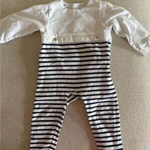Jacadi White and Black Striped Kids Pajamas